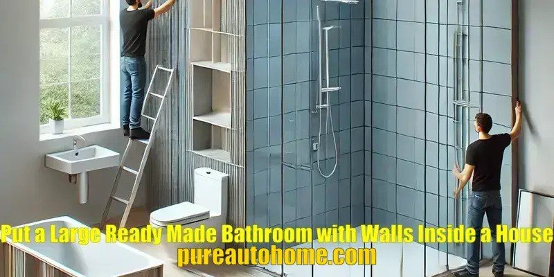 put a large ready-made bathroom with walls inside a house